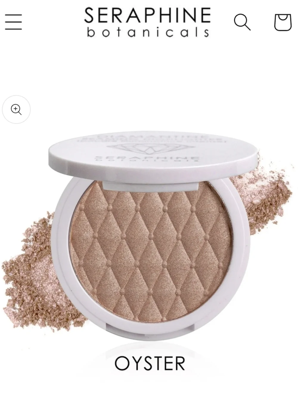 Seraphine Botanicals Diamantine Beaming Highlighter: Oyster, .07oz (Travel), NIB - Picture 3 of 6